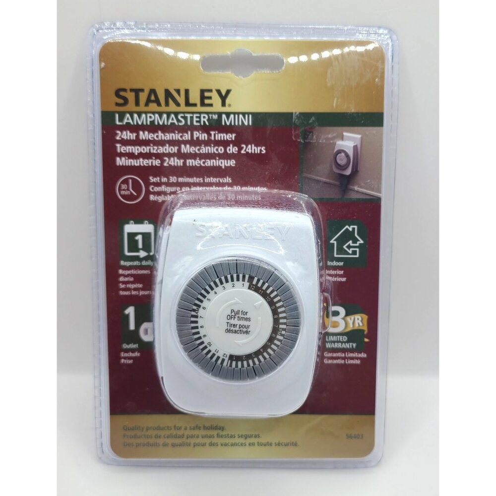 Stanley Lampmaster Mini 24hr Mechanical Pin Timer New in Package